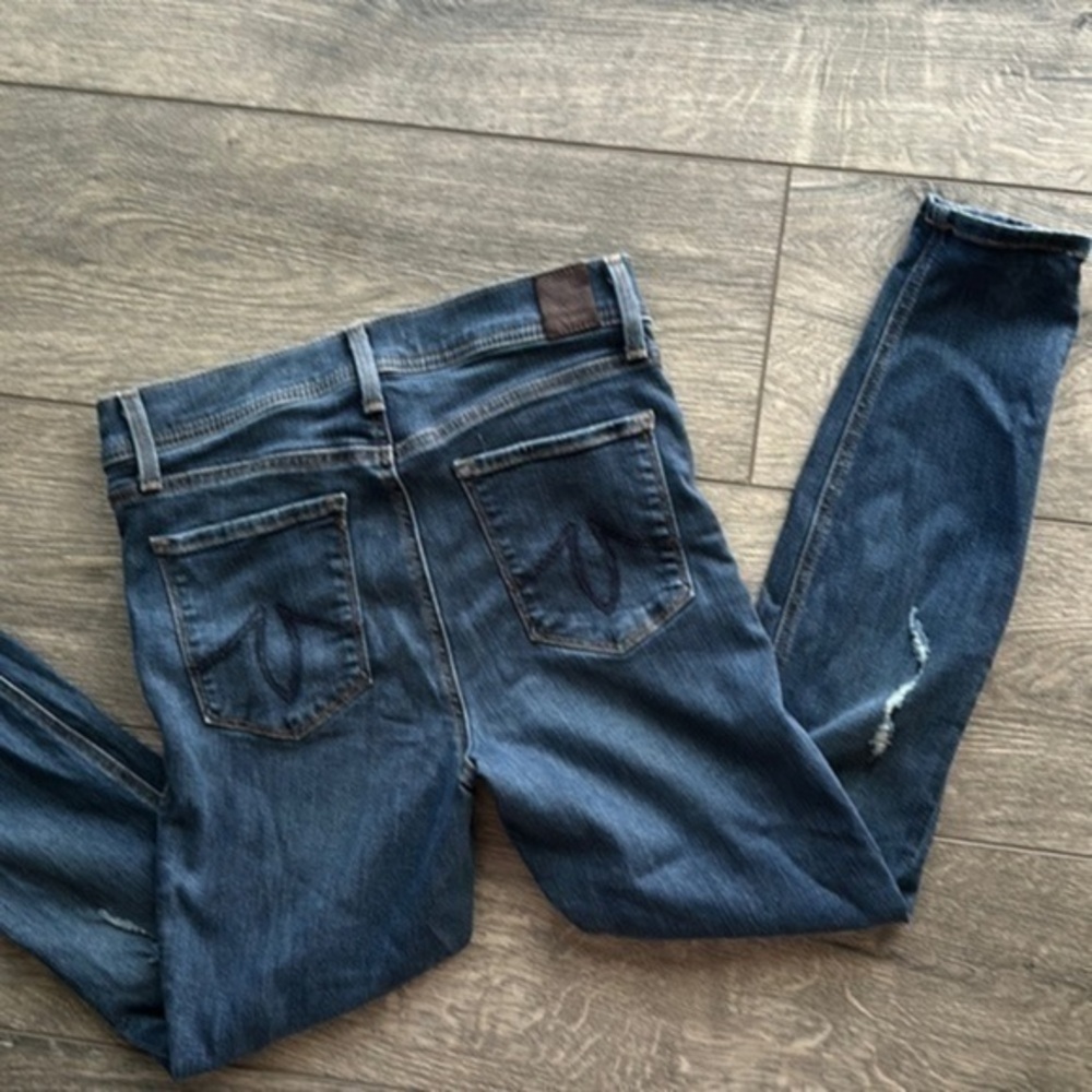 Anthropologie jeans Level 99 jeans size 28 petite blue denim, bikercore baddie